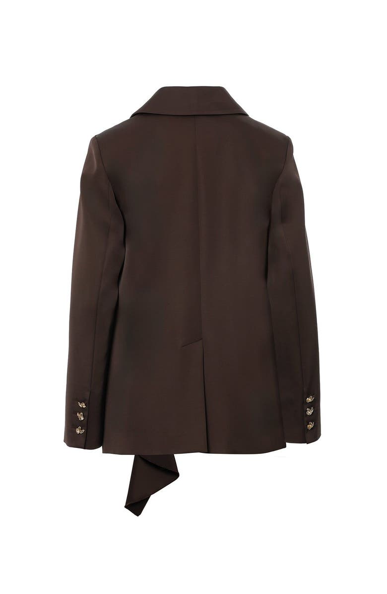 Gizia Shirt Collar Ruffle Detailed Brown Classic Jacket, Alternate, color, Brown