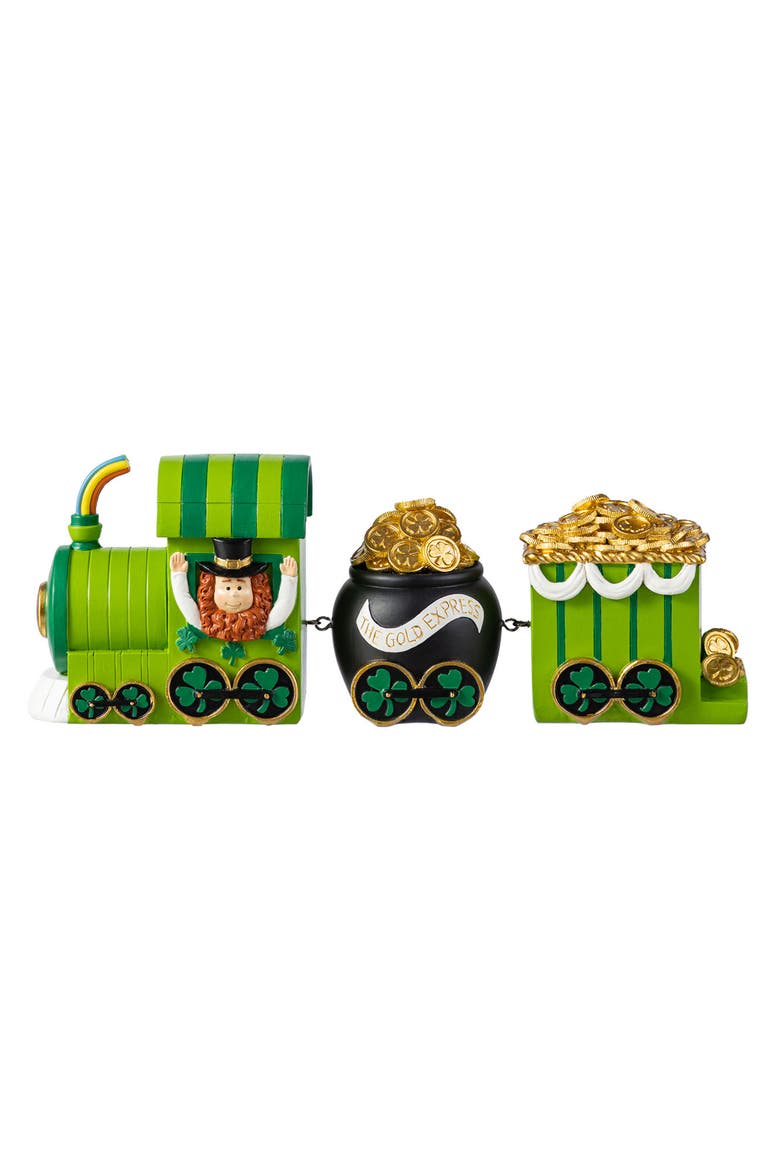 Set of 3 St.Patrick's Resin Leprechaun Train Table Decor, Main, color, Green