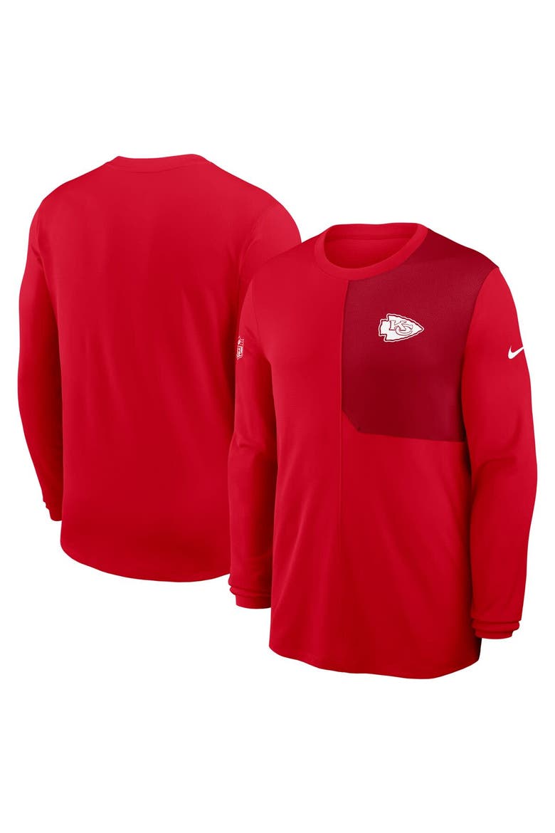Men's Nike Red Kansas City Chiefs Sideline Coach UV Performance Long Sleeve T-Shirt, Alternate, color, Red
