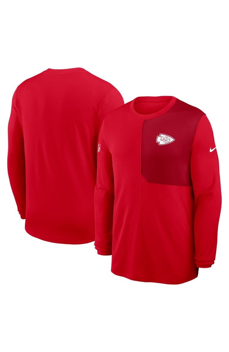 Nike Men's Nike Red Kansas City Chiefs Sideline Coach UV Performance Long Sleeve T-Shirt, Alternate, color, Red
