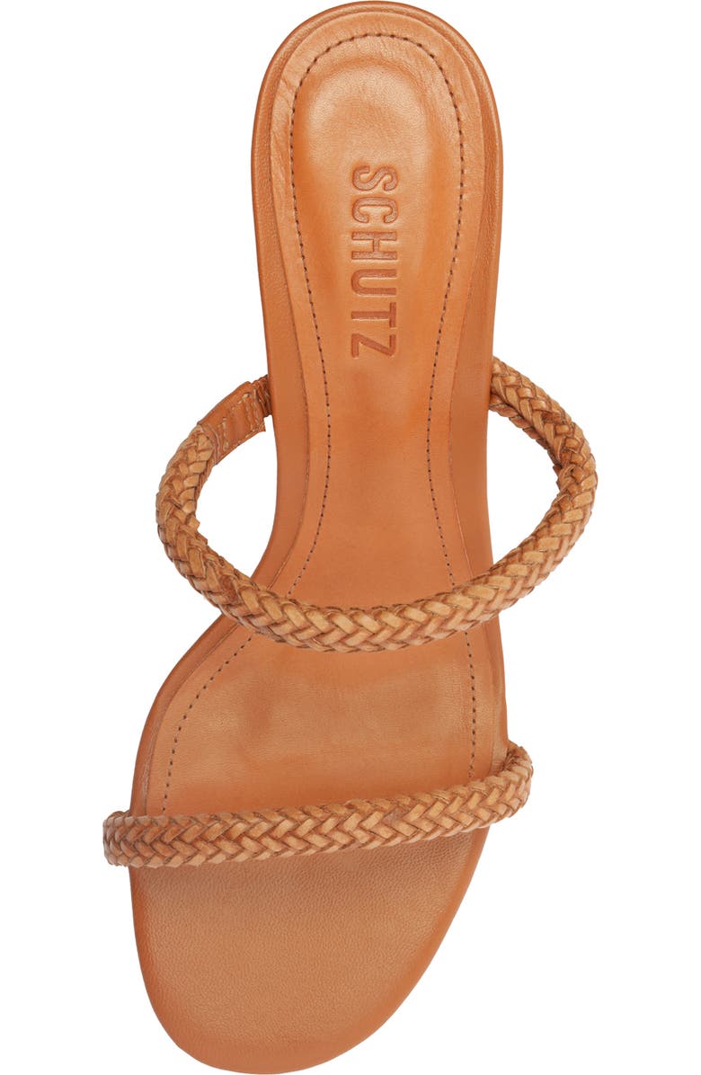 Schutz Taliah Woven Strap Kitten Heel Slide Sandal, Alternate, color, Cuoio Brown