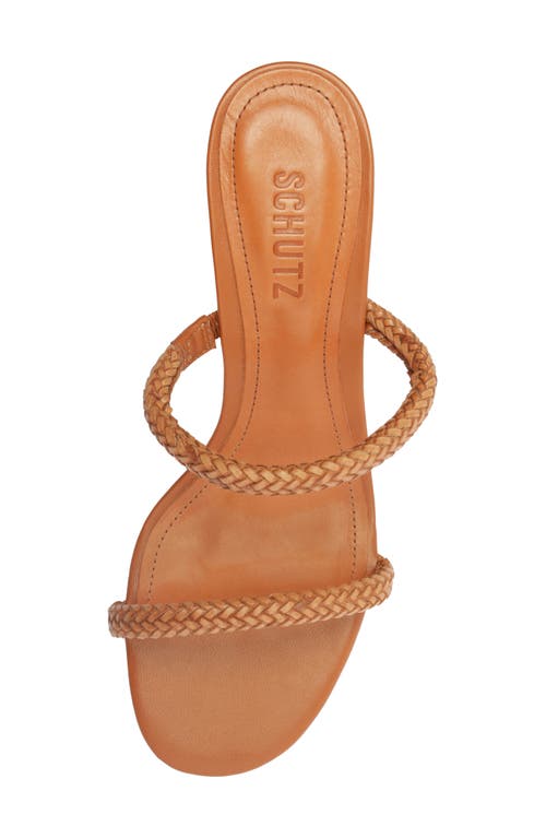 Shop Schutz Taliah Woven Strap Kitten Heel Slide Sandal In Cuoio Brown