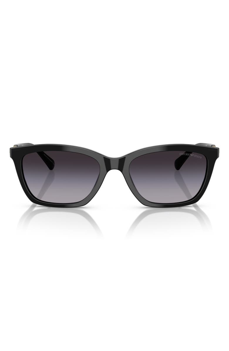 Emporio Armani 56mm Gradient Cat Eye Sunglasses, Main, color, Shiny Black / Grey Gradient