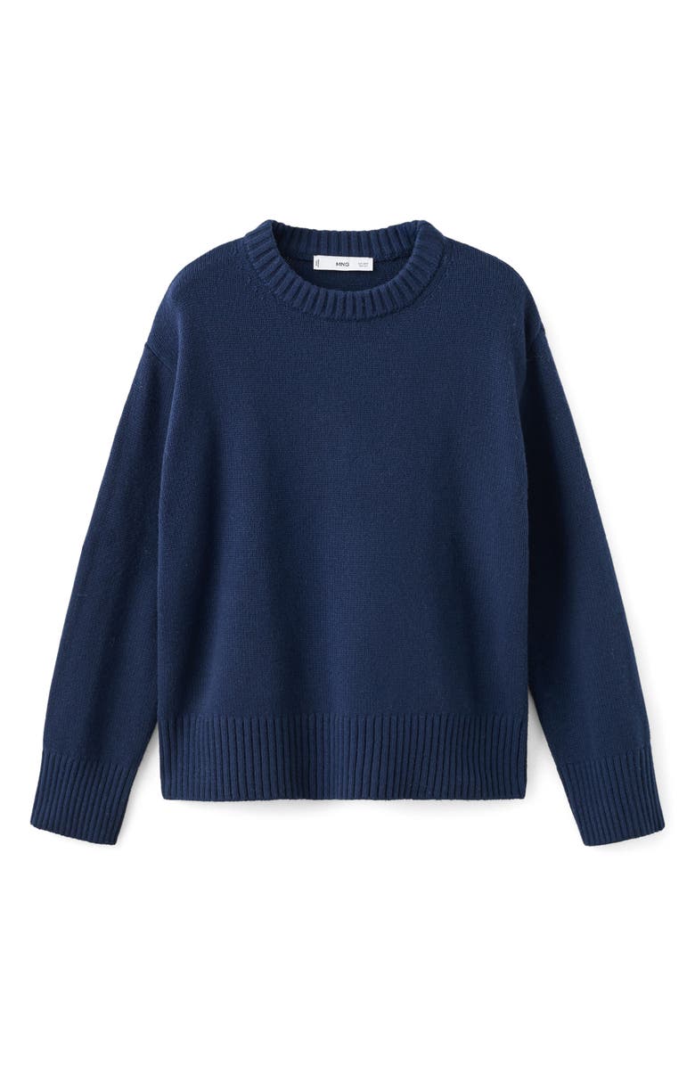 MANGO Wool Blend Sweater, Alternate, color, Navy