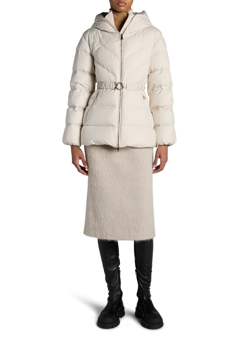 Brosse Belted Puffer Jacket, Alternate, color, WHITE