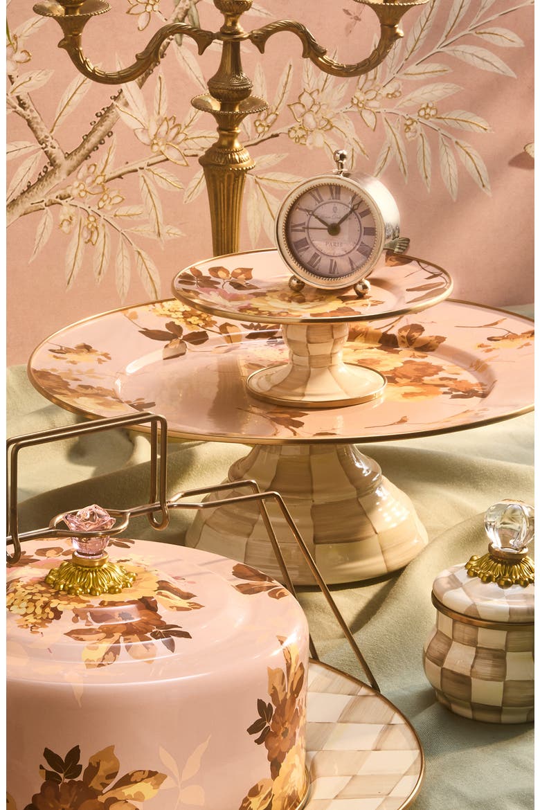 Wild Rose Slate Large Pedestal Platter, Alternate, color, MAUVE