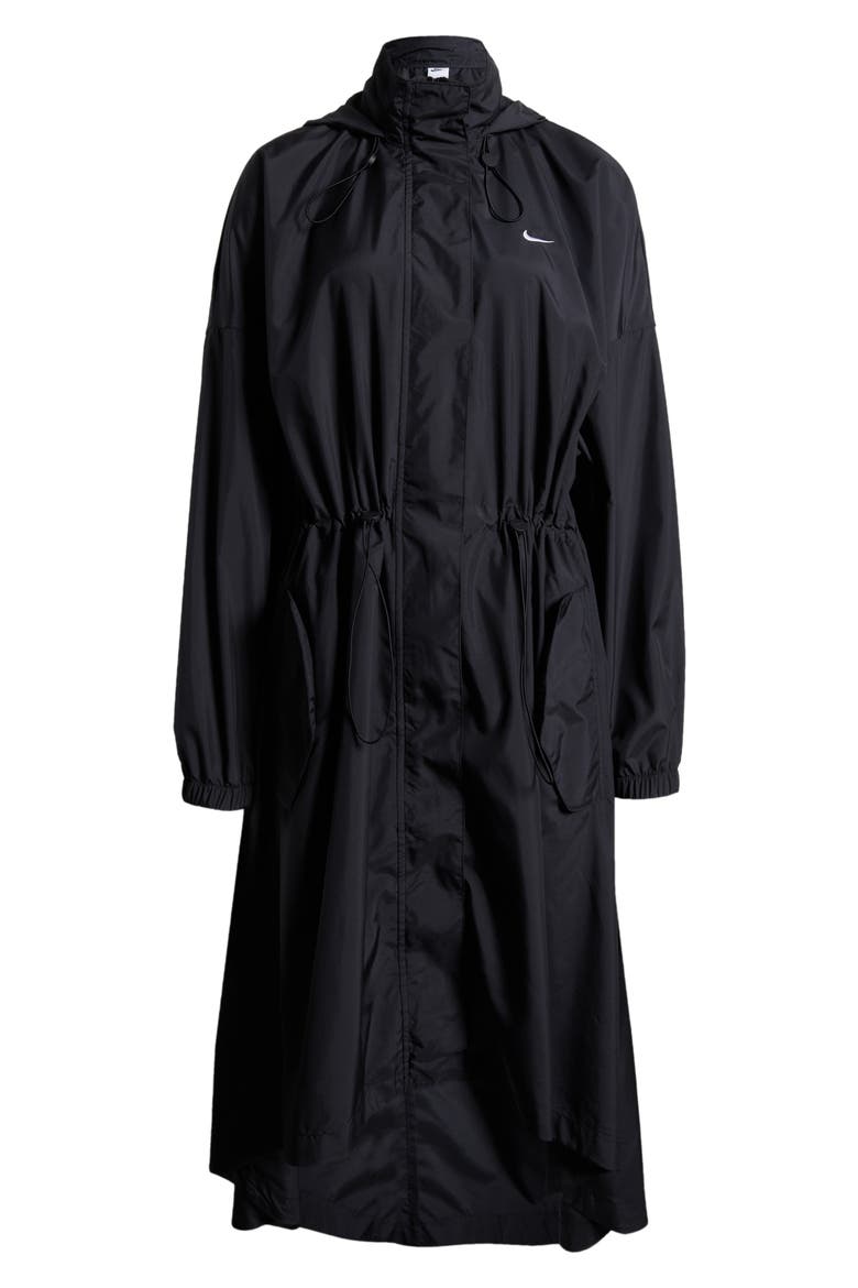 Essential Longline Trench Coat, Alternate, color, BLACK/ WHITE