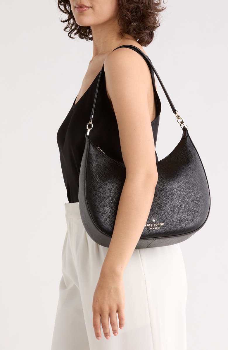 Kate Spade New York janie pebbled leather shoulder bag, Alternate, color, Black