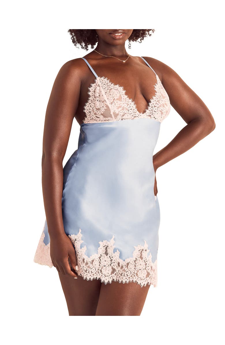 Adore Me Vegan Atelier Collection Silk Slip Lingerie, Alternate, color, Medium Blue