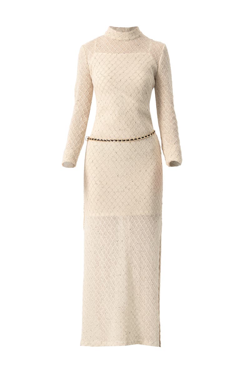 IVONNE High Neck Knitted Long Dress, Alternate, color, Natural