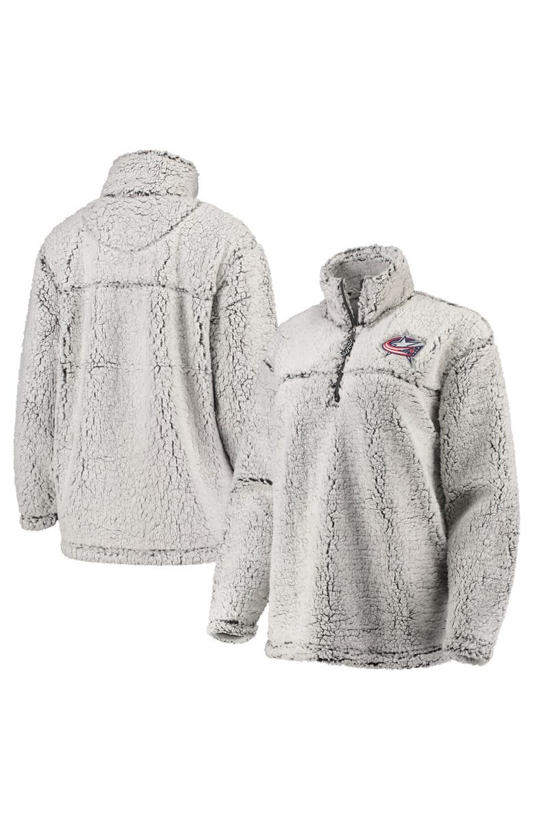 G-III 4HER BY CARL BANKS Women's G-III 4Her by Carl Banks Gray Columbus Blue Jackets Sherpa Quarter-Zip Pullover Jacket, Main, color,