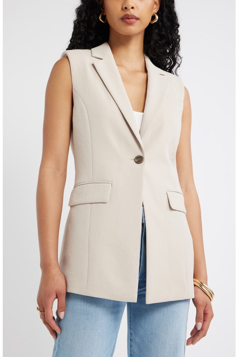 Curator Crepe Belt Detail Vest, Main, color, GREY FEATHER