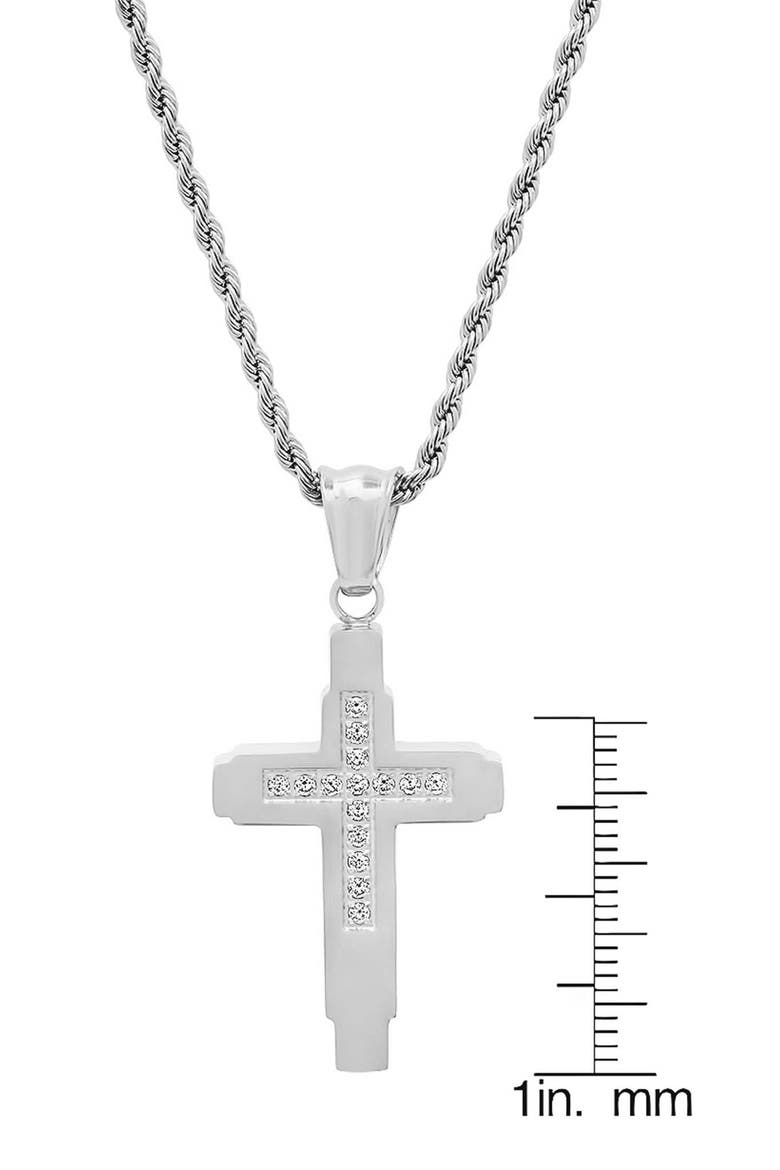 Men's Elongated Cross Pendant Necklace, Alternate, color, SILVER