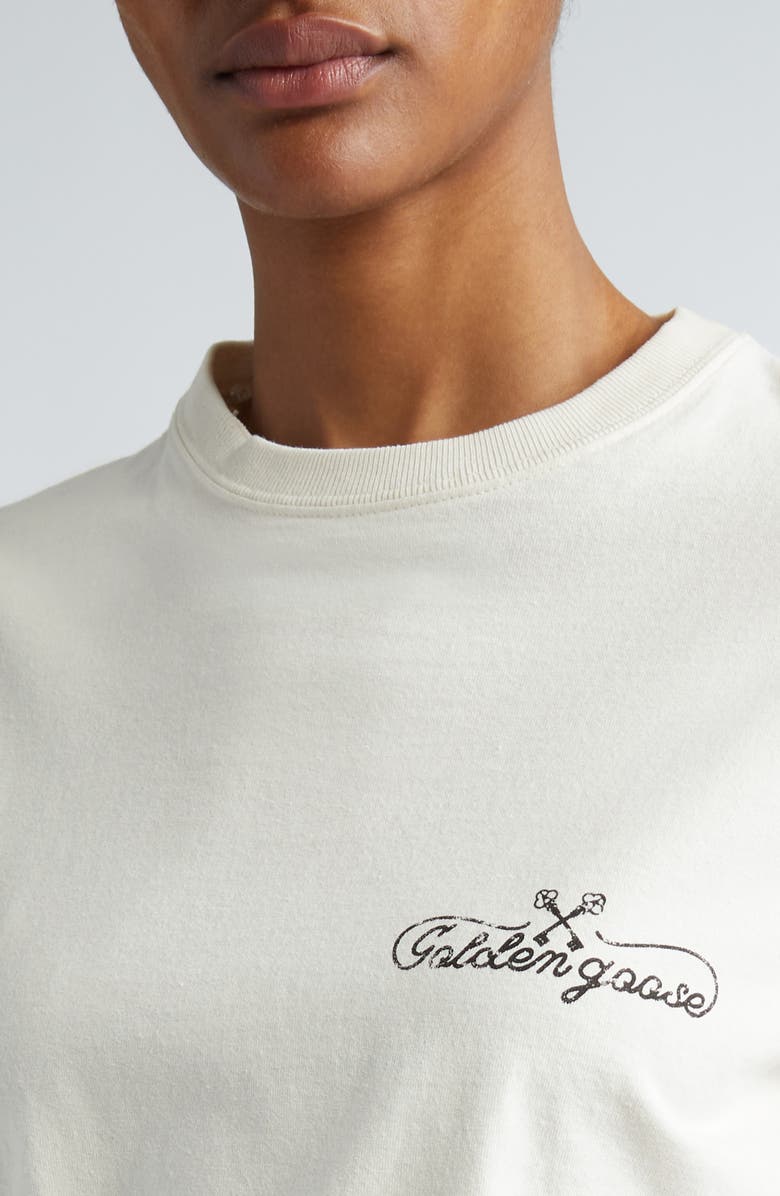 Golden Goose Journey Logo Cotton Graphic T-Shirt, Alternate, color, Heritage White/ Black
