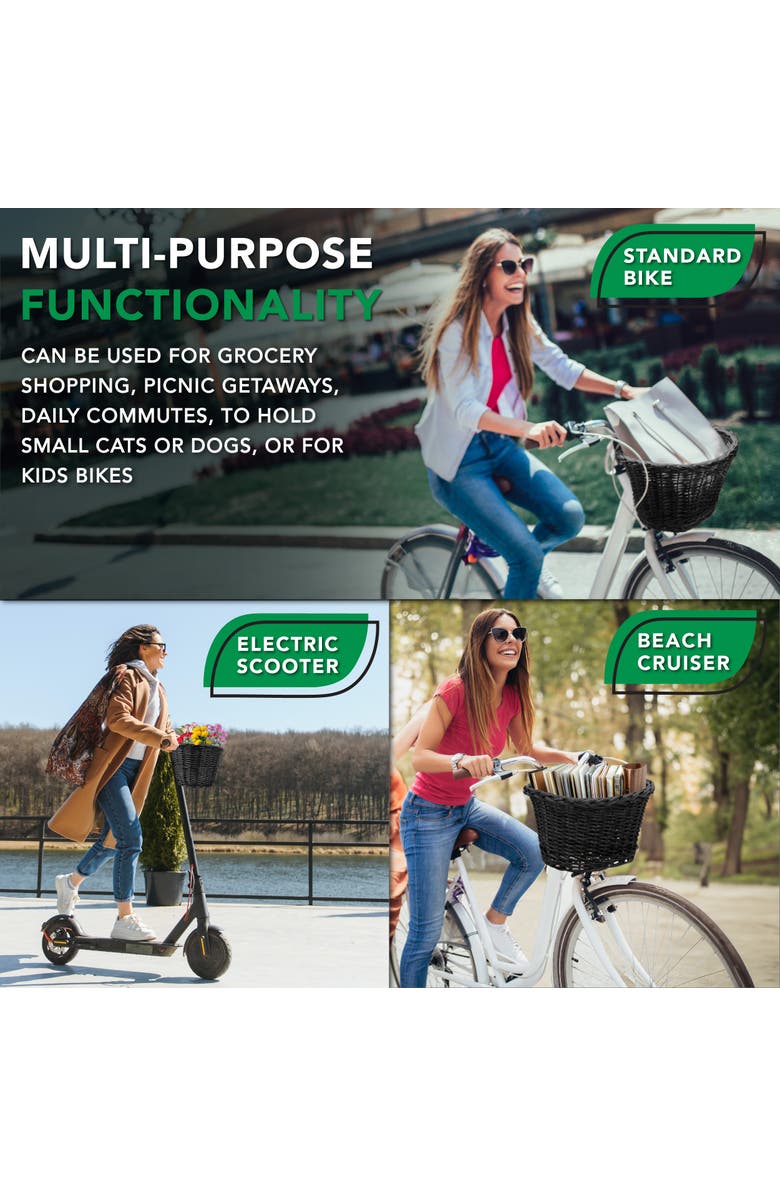 ProSource Nantucket Bike Basket, Alternate, color, Black