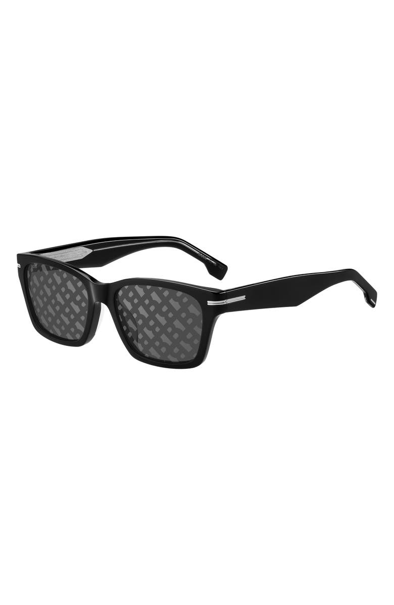 BOSS 56mm Rectangular Sunglasses, Alternate, color, Black/ Grey