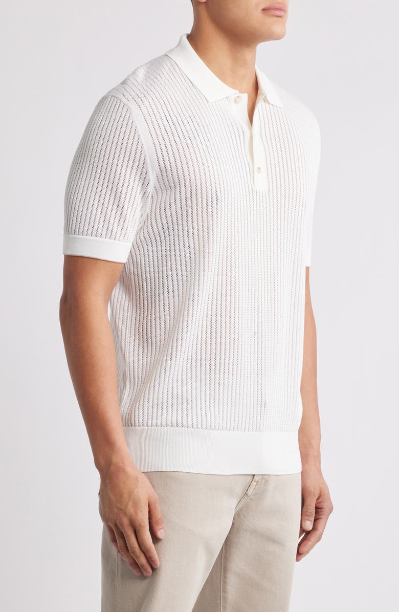 BOSS Justin Silk & Cotton Polo Sweater, Alternate, color, White