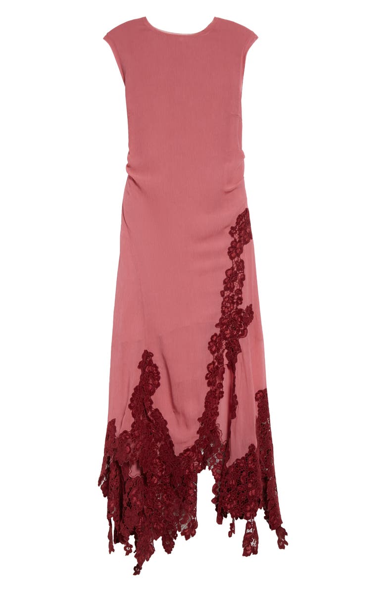 Acne Studios Dawella Lace Trim Crepe Midi Dress, Alternate, color, 