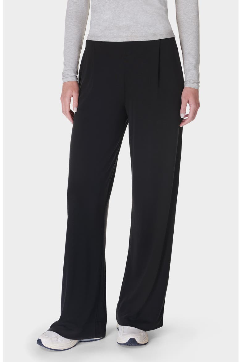 At Ease Pleated Wide Leg Pants, Main, color, BLACK