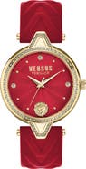 VERSUS Versace V Versus Crystal Leather Strap Watch, 34mm