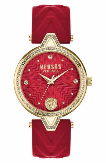 VERSUS Versace V Versus Crystal Leather Strap Watch, 34mm