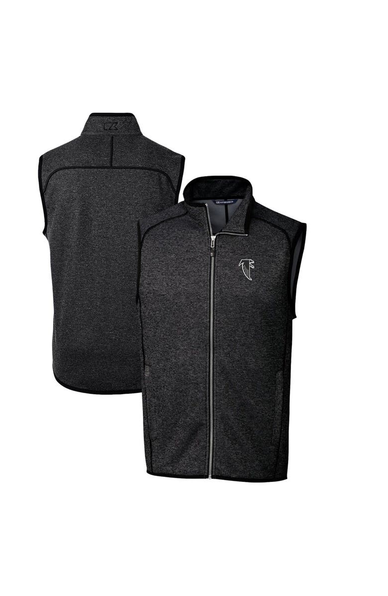 Cutter & Buck Men's Cutter & Buck Heather Charcoal Atlanta Falcons Throwback Logo Mainsail Sweater-Knit Full-Zip Vest, Alternate, color,