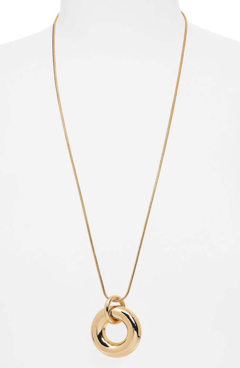 Nordstrom Circle Pendant Long Necklace, Alternate, color, Gold