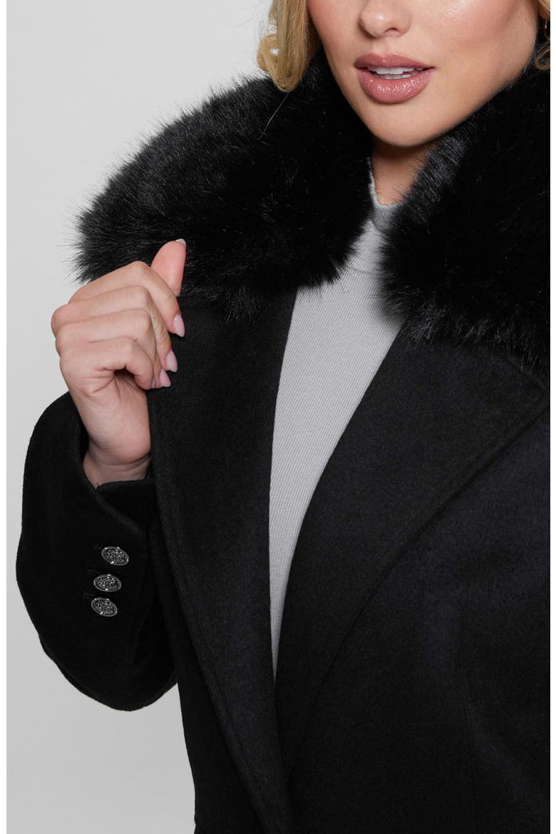 Nancy Coat with Removable Faux Fur Collar, Alternate, color, JET BLACK