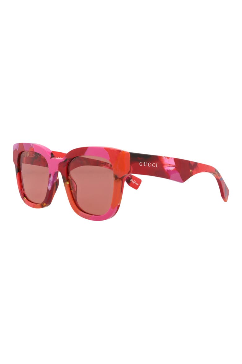 52mm Square Sunglasses, Alternate, color, RED RED ORANGE
