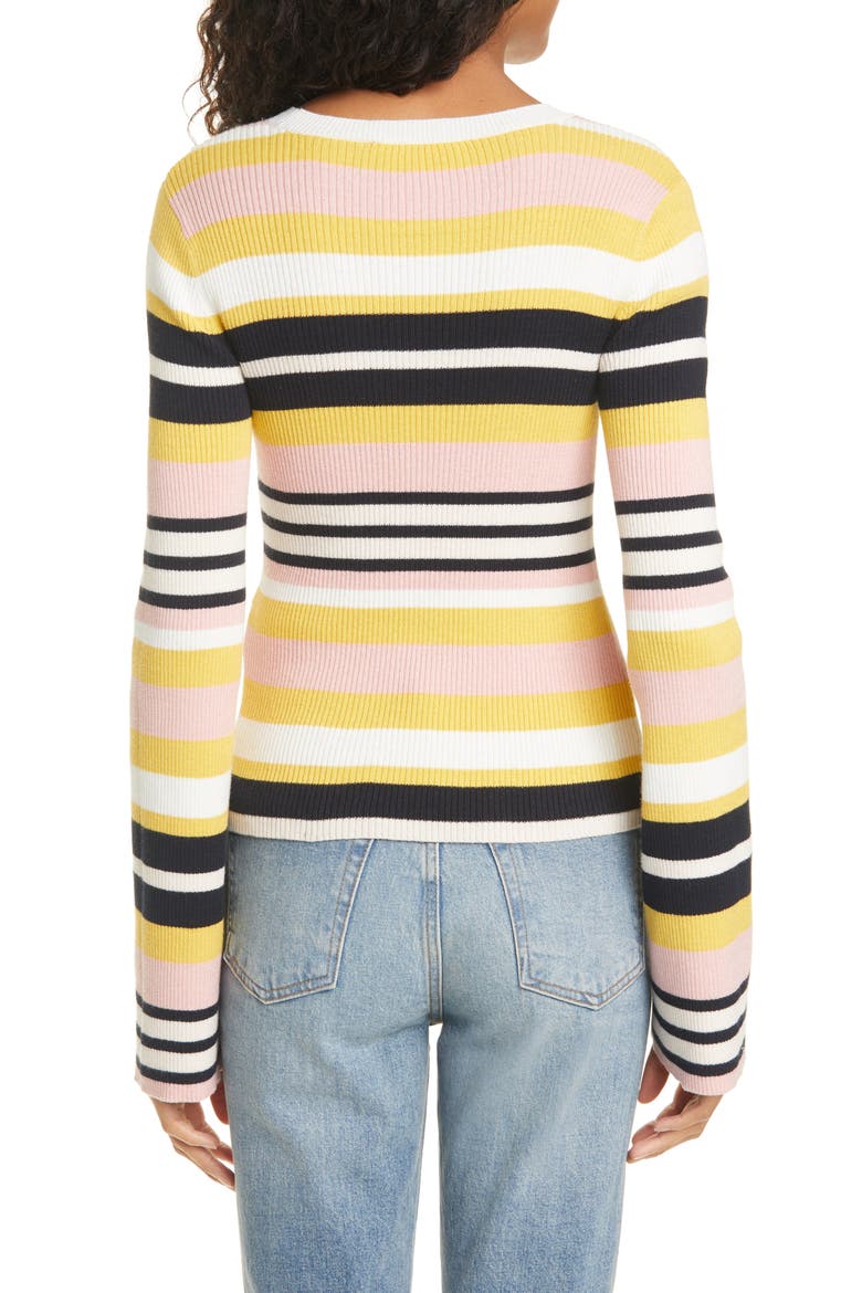 Baja Stripe Cotton & Cashmere Sweater, Alternate, color, CITRINE MULTI