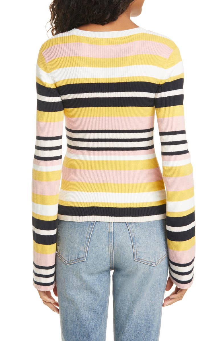 FRAME Baja Stripe Cotton & Cashmere Sweater, Alternate, color,