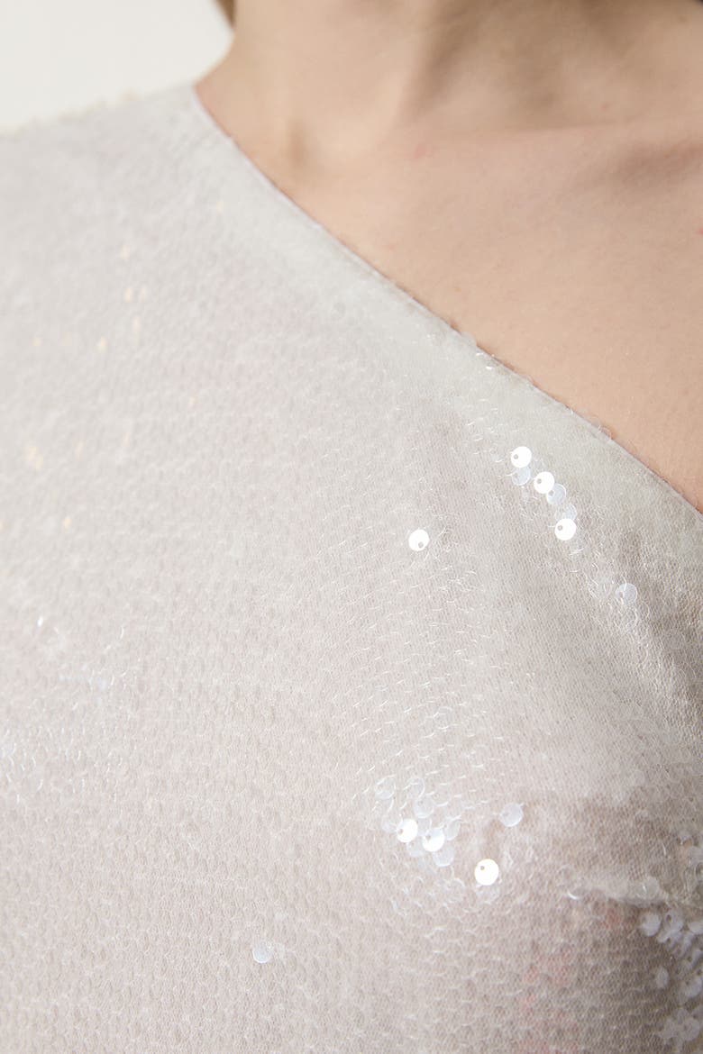One Shoulder Woven Sequin Dress, Alternate, color, White