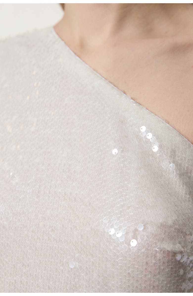 Karen Millen One Shoulder Woven Sequin Dress, Alternate, color, White