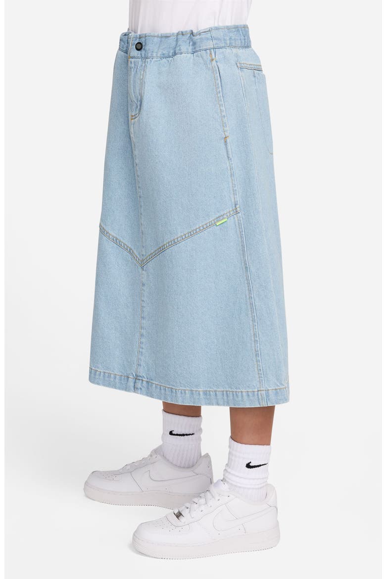 Kids' Sportswear Denim Midi Skirt, Alternate, color, LIGHT ARMORY BLUE/ARMORY BLUE
