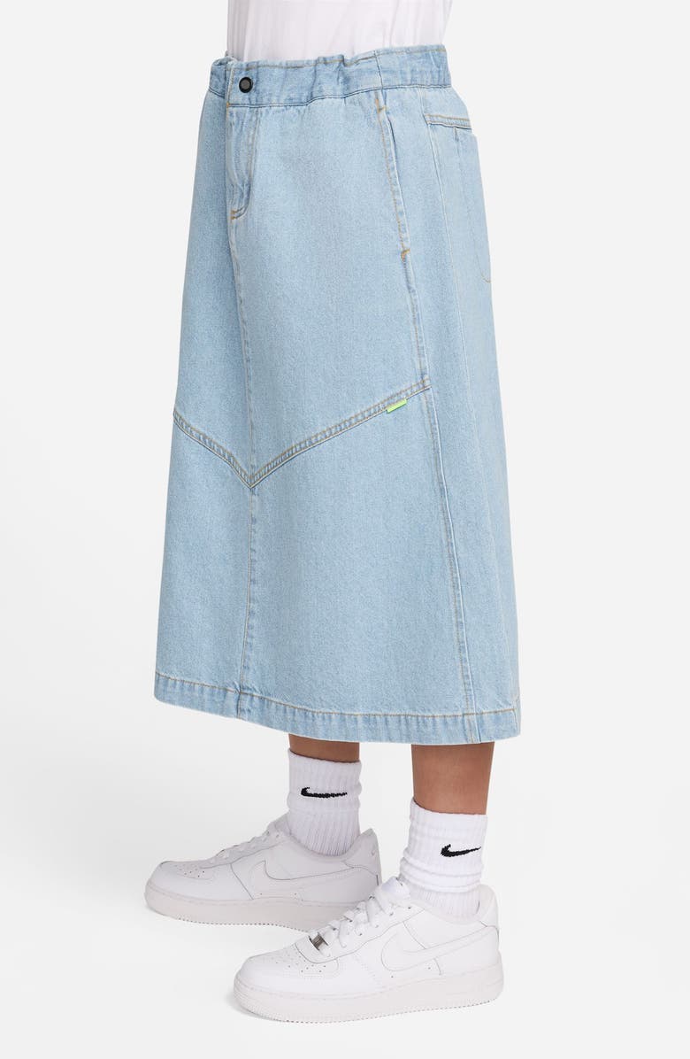 Nike Kids' Sportswear Denim Midi Skirt, Alternate, color, Light Armory Blue/Armory Blue