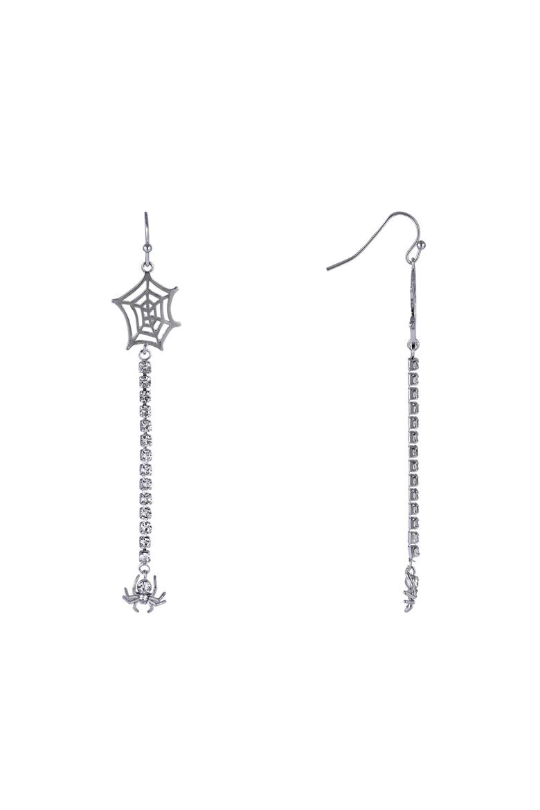 Halloween Spider and Web Linear Earrings, Alternate, color, Silver