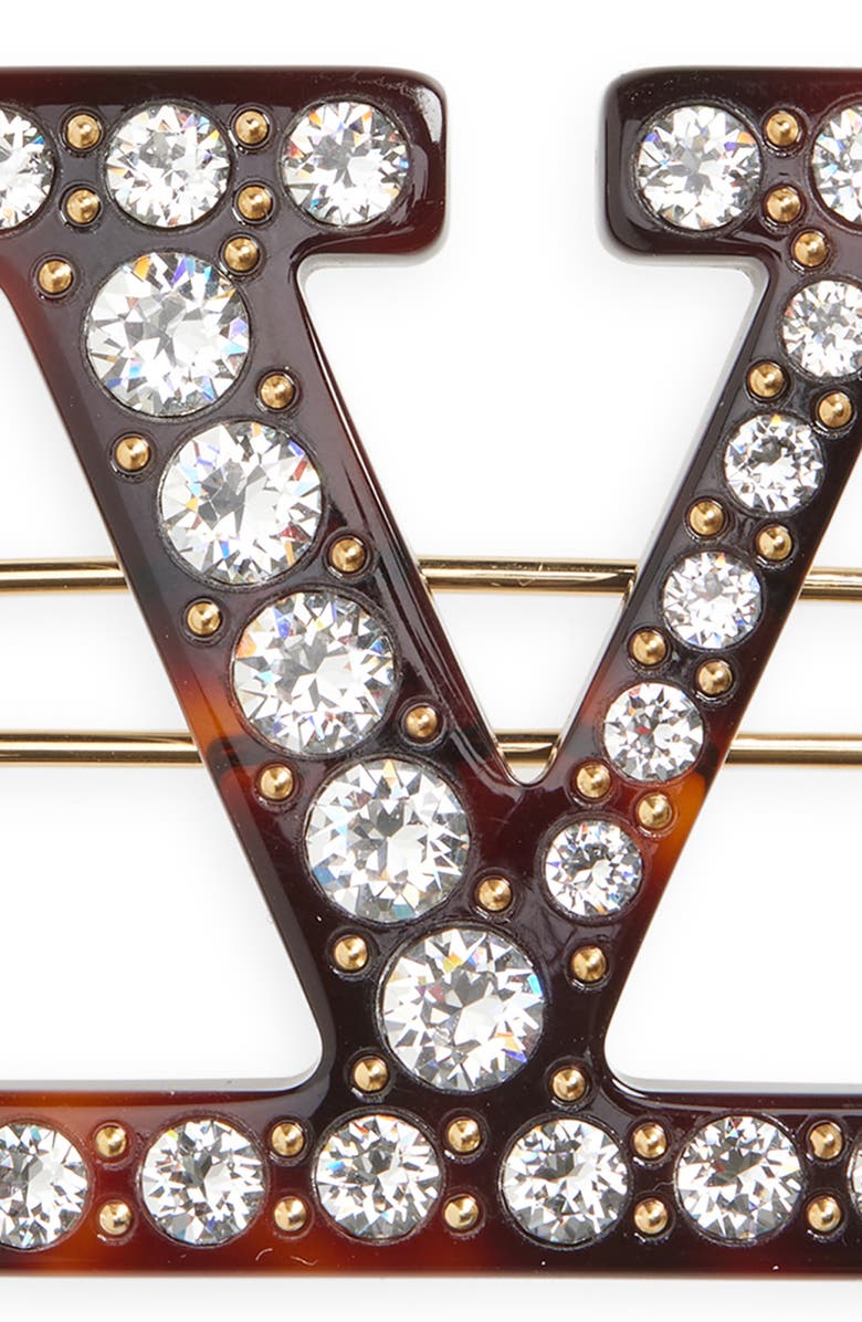 Valentino Garavani VLOGO Signature Crystal Barrette, Alternate, color, Silver Multi