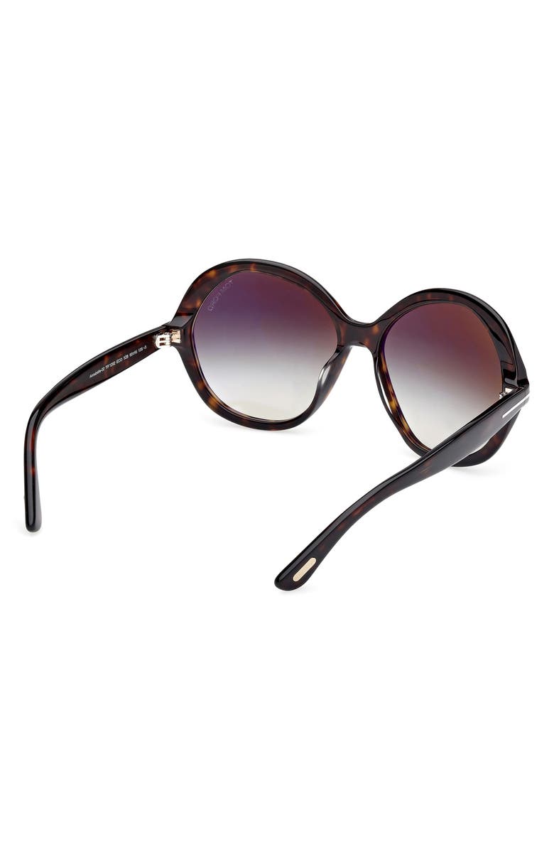 TOM FORD Annabelle 60mm Gradient Round Sunglasses, Alternate, color, Shiny Havana Eco / Grad Smoke