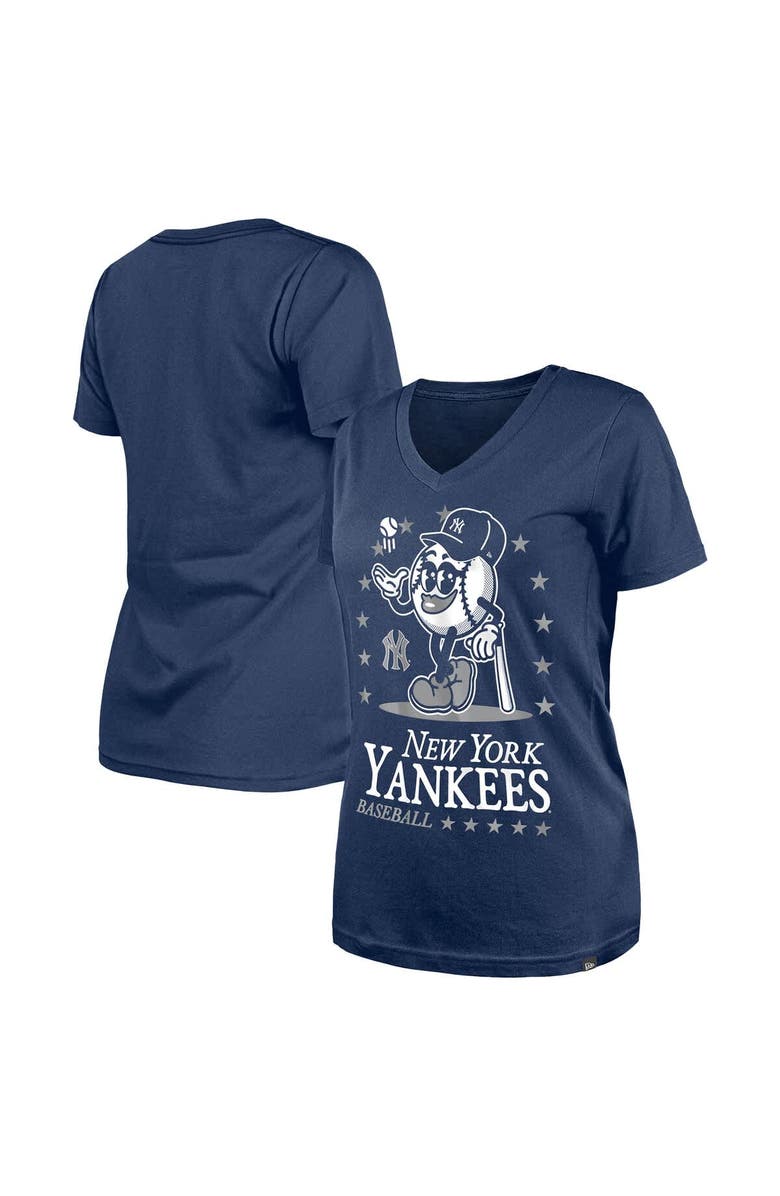 New Era Women's New Era Navy New York Yankees Little Miss 2 V-Neck T-Shirt, Main, color, Navy