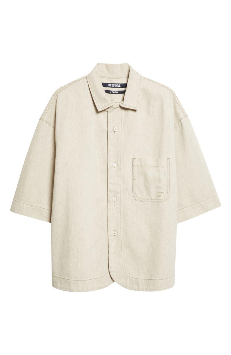 Jacquemus La Chemise Paysan de-Nîmes Oversize Denim Button-Up Shirt, Alternate, color, Light Beige