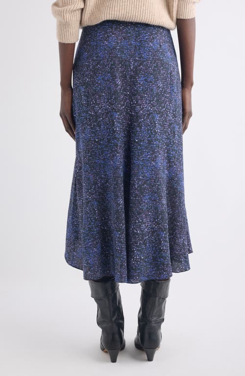 Isabel Marant Hortensia Mosaic Print Stretch Silk Midi Skirt In Blue