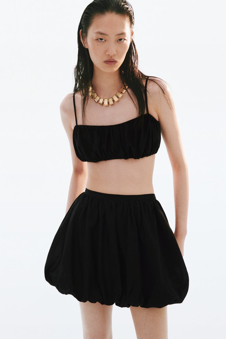 Bubble-hem Mini Skirt, Alternate, color, Black