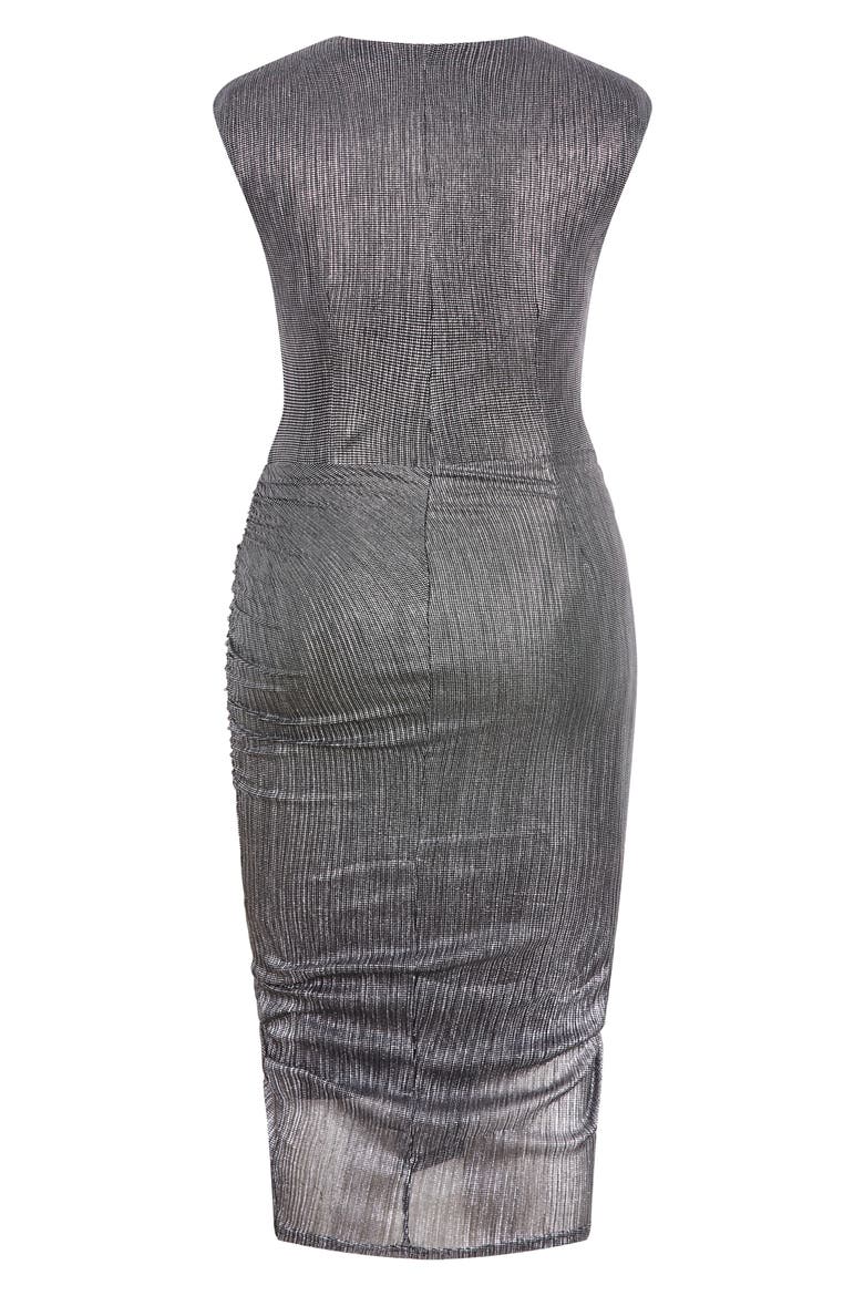 Starlit Cap Sleeve Ruched Body-Con Dress, Alternate, color, GUNMETAL