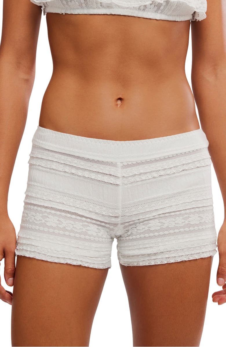Free People Front Row Lace Mini Shorts, Main, color, Clean Ivory