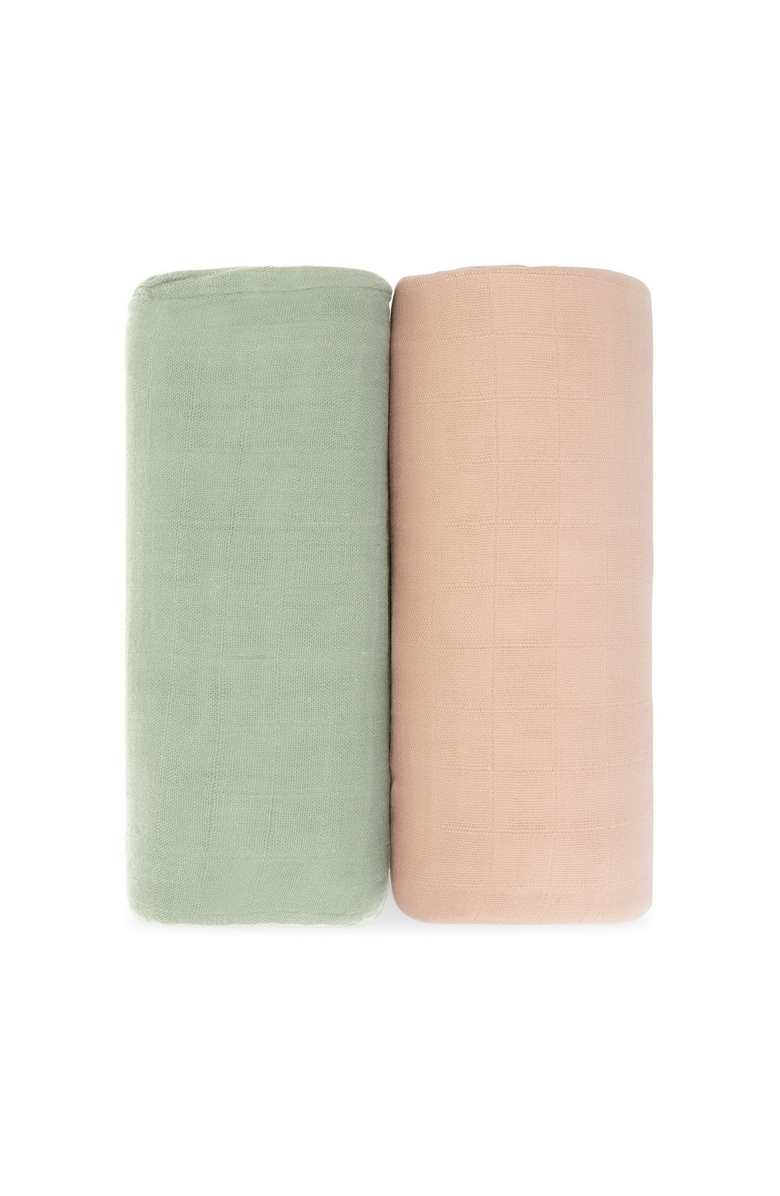Comfy Cubs Muslin Swaddle Blanket, 2 Pack, Main, color, Sage & Blush