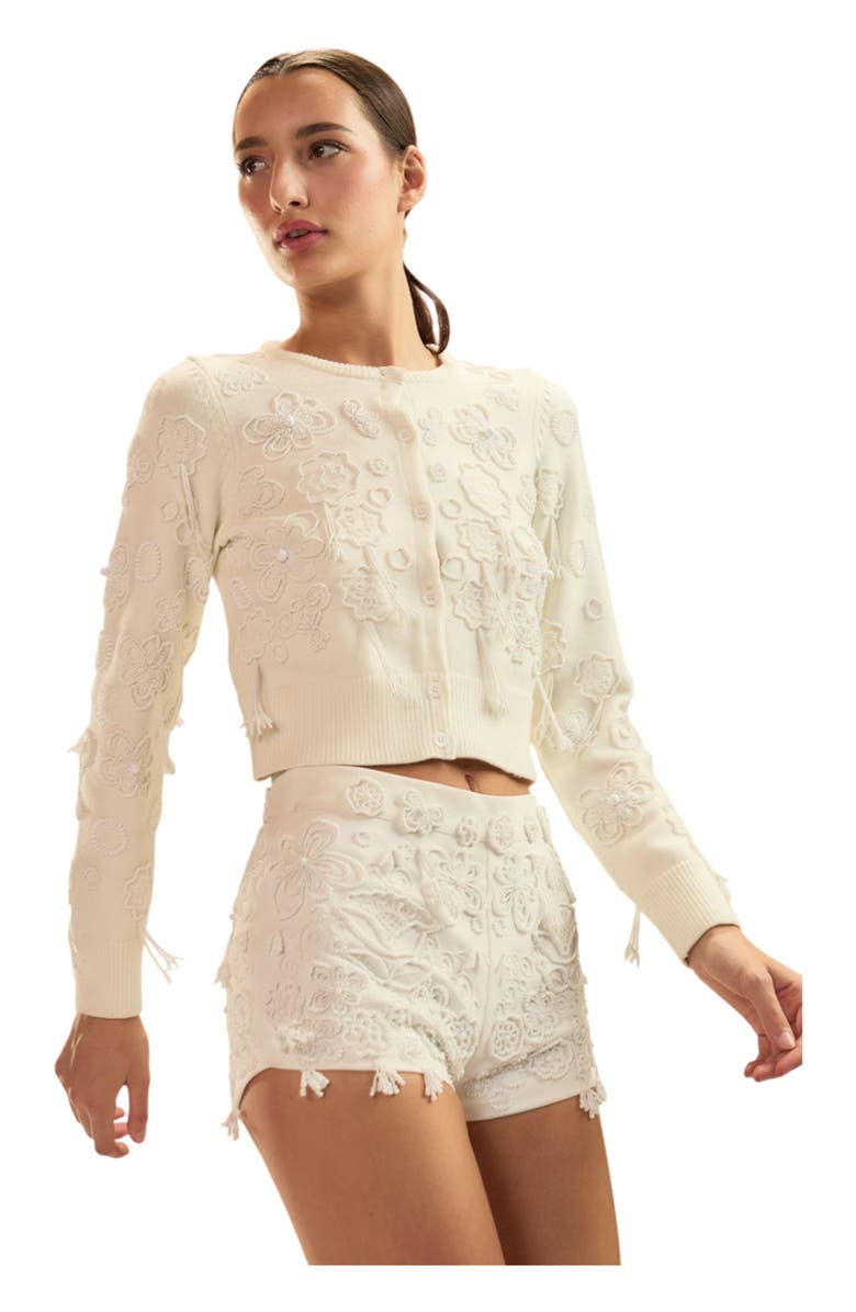 Cynthia Rowley Paloma Shrunken Cardigan, Alternate, color, White