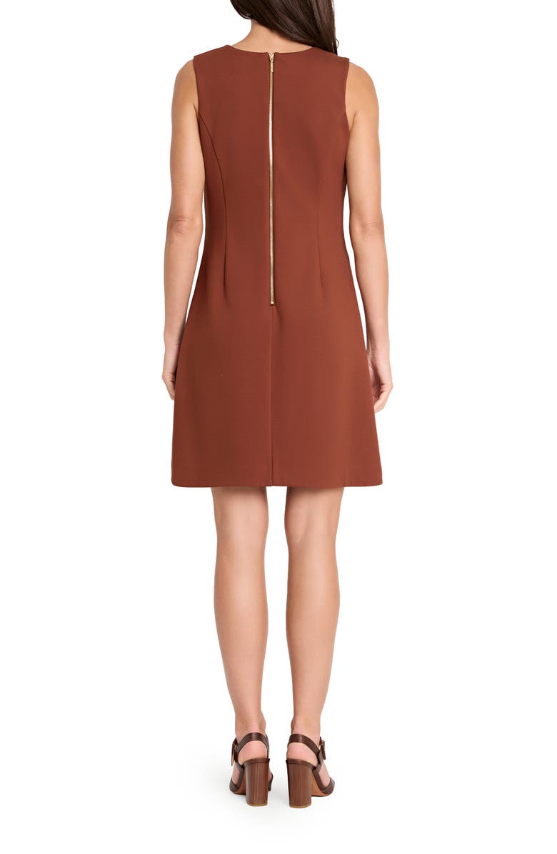 Tahari ASL Bow Detail Sleeveless Ponte Dress, Alternate, color, Sienna