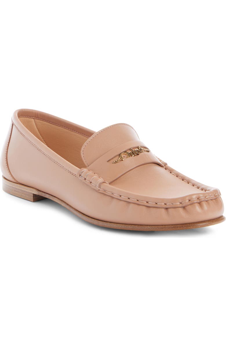 Chloé Logo Penny Loafer, Main, color, Tan Rose