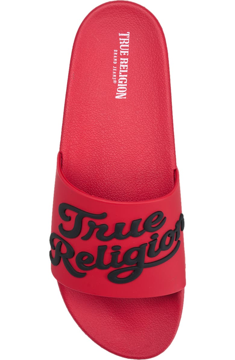 True Religion Drake Script Logo Pool Slide, Alternate, color, Red