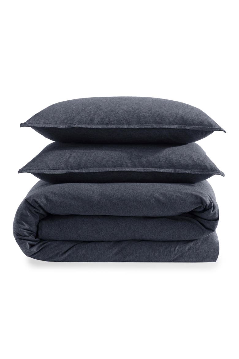 Mélange Cotton Blend Jersey Duvet & Shams Set, Main, color, GREY